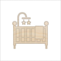 Baby Crib Wood Craft Shape – Laser Cut Baltic Birch Unfinished DIY Wood Art Supplies BBY62 - The Wood Shape Store