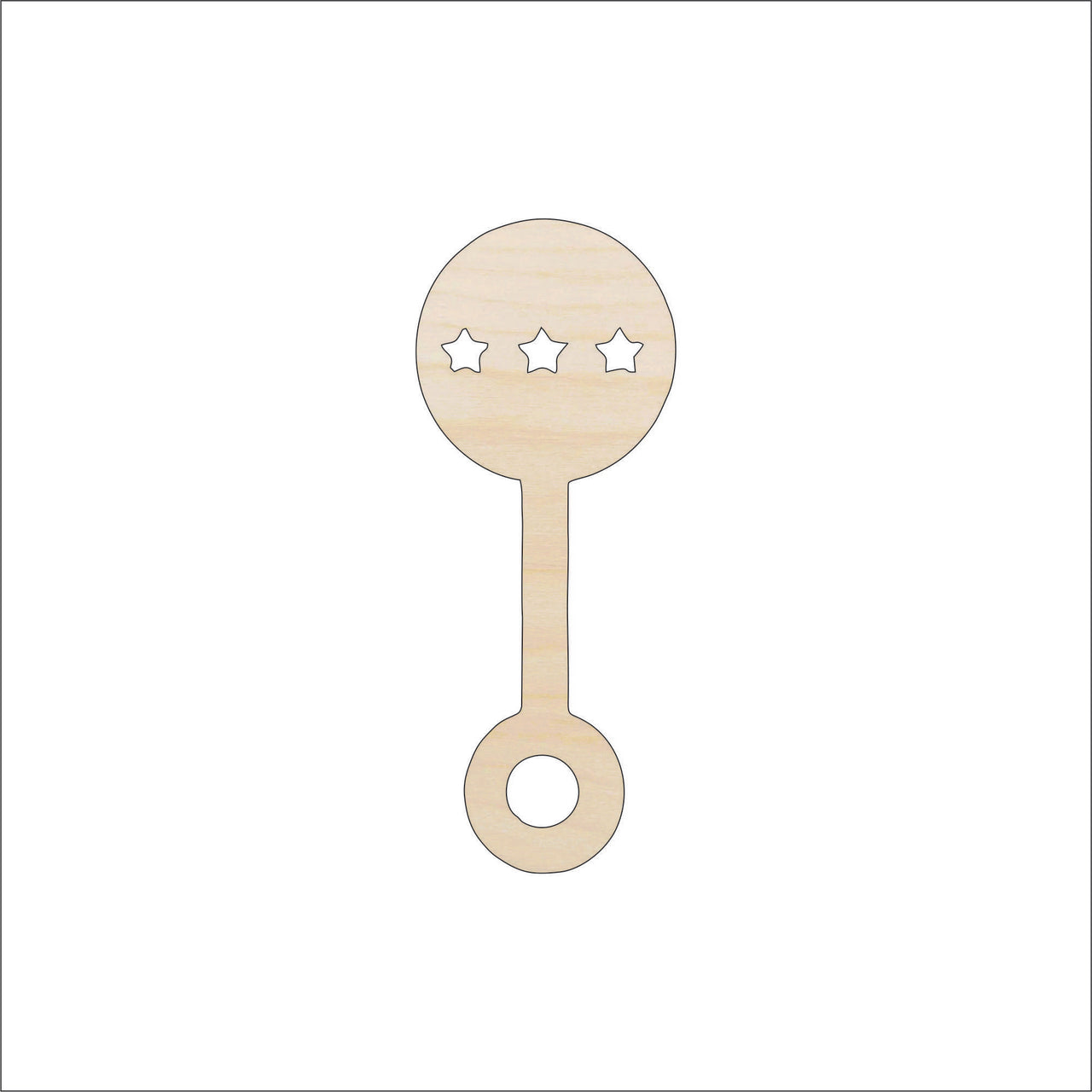 Baby Rattle Wood Craft Shape – Laser Cut Baltic Birch Unfinished DIY Wood Art Supplies BBY7 - The Wood Shape Store