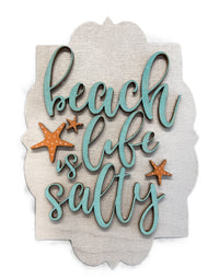 Beach Life 3D Laser Cut Door Sign – Baltic Birch Wood Craft Supplies | DIY Kit BC100 - The Wood Shape Store