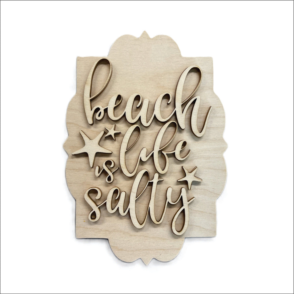 Beach Life 3D Laser Cut Door Sign – Baltic Birch Wood Craft Supplies | DIY Kit BC100