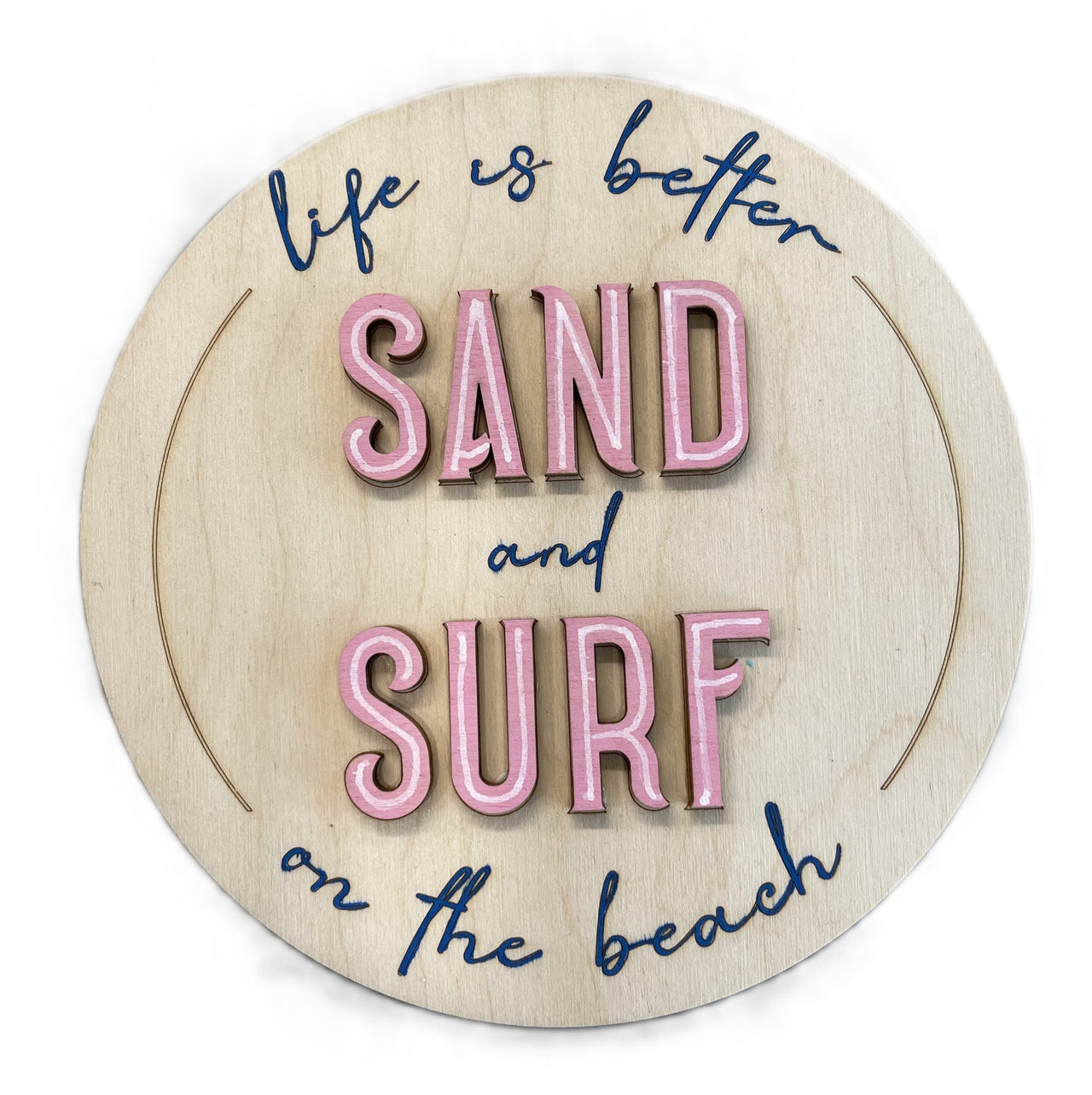 Beach Life 3D Laser Cut Door Sign – Baltic Birch Wood Craft Supplies | DIY Kit BC101) - The Wood Shape Store