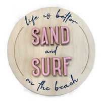 Beach Life 3D Laser Cut Door Sign – Baltic Birch Wood Craft Supplies | DIY Kit BC101) - The Wood Shape Store