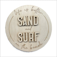Beach Life 3D Laser Cut Door Sign – Baltic Birch Wood Craft Supplies | DIY Kit BC101) - The Wood Shape Store