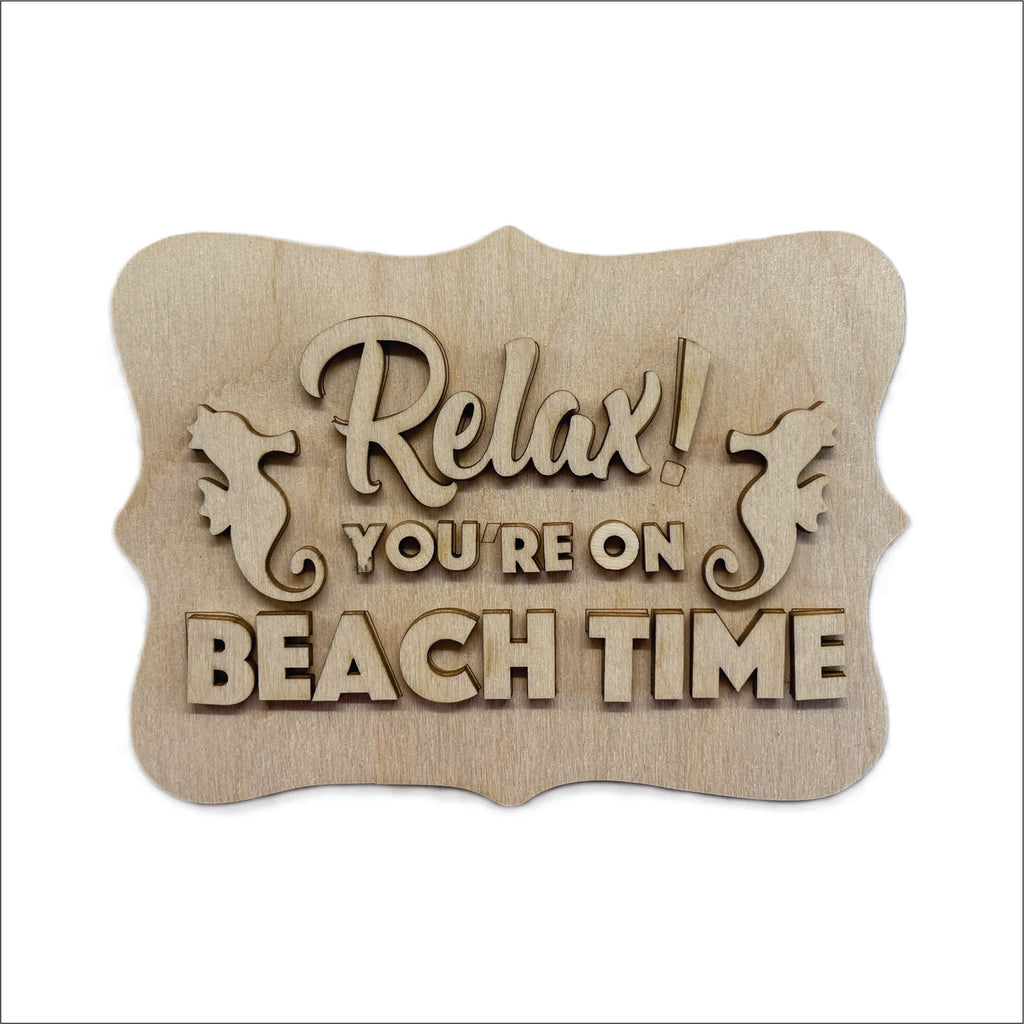 Beach Relax 3D Laser Cut Door Sign – Baltic Birch Wood Craft Supplies | DIY Kit BC102