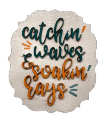 Catching Waves 3D Laser Cut Door Sign – Baltic Birch Wood Craft Supplies | DIY Kit BC104 - The Wood Shape Store
