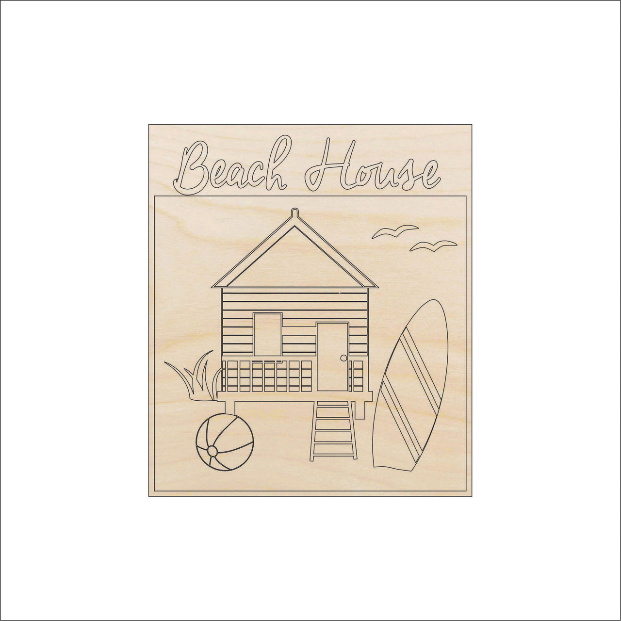Beach Wood Craft Shape – Laser Cut Baltic Birch Unfinished DIY Wood Art Supplies BCH18 - The Wood Shape Store
