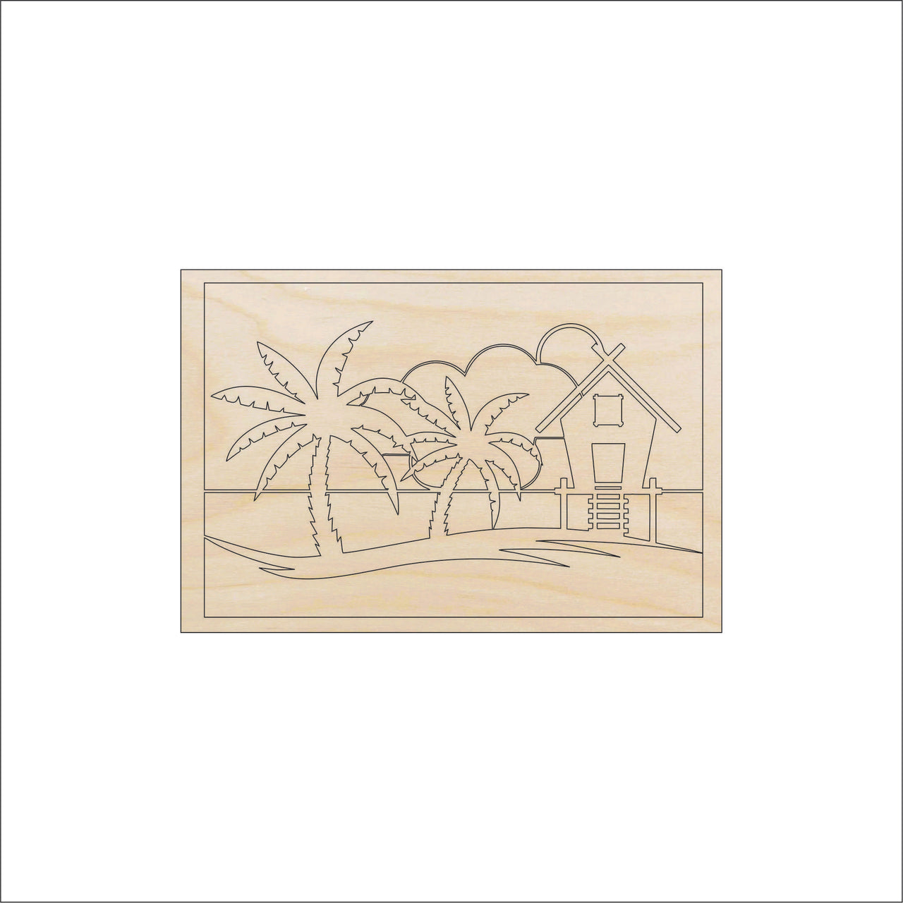 Beach Wood Craft Shape – Laser Cut Baltic Birch Unfinished DIY Wood Art Supplies BCH19 - The Wood Shape Store
