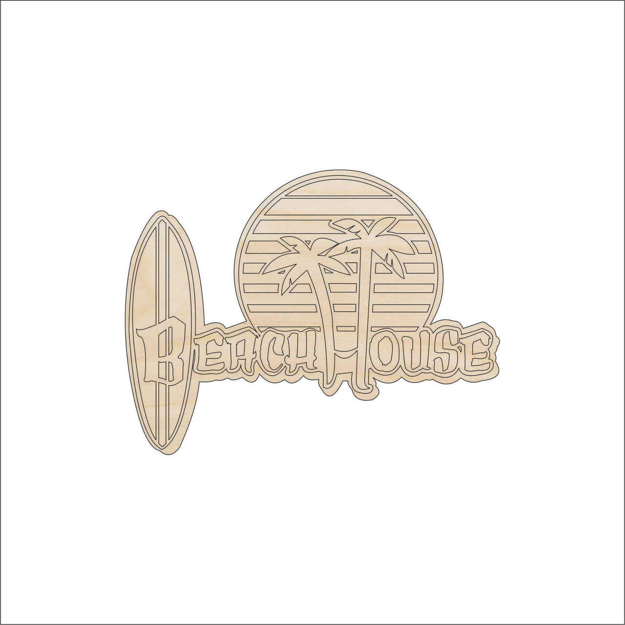 Beach House Wood Craft Shape – Laser Cut Baltic Birch Unfinished DIY Wood Art Supplies BCH20 - The Wood Shape Store