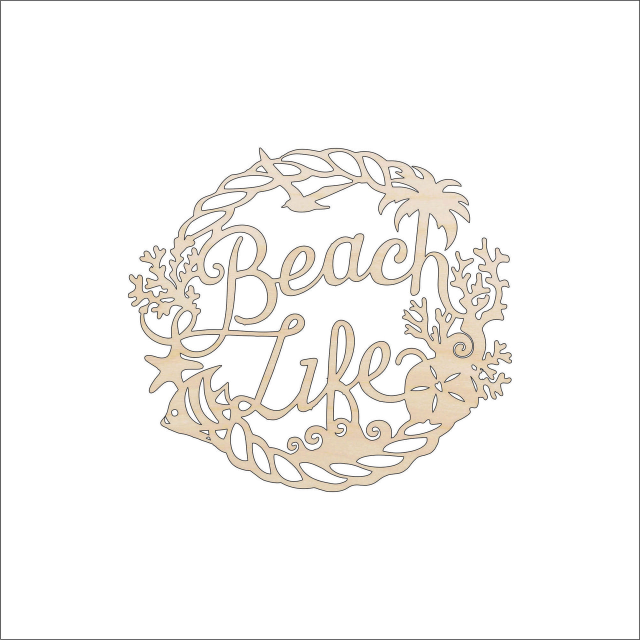 Beach Life Wood Craft Shape – Laser Cut Baltic Birch Unfinished DIY Wood Art Supplies BCH24 - The Wood Shape Store