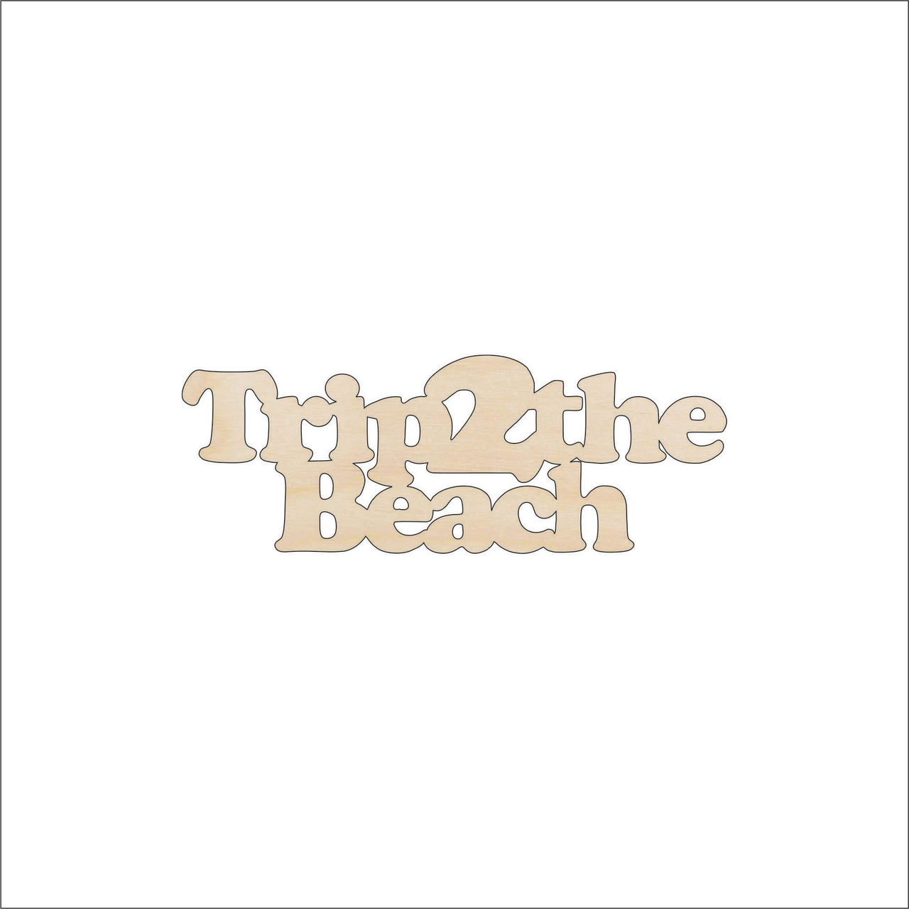Trip to the Beach Word Wood Craft Shape – Laser Cut Baltic Birch Unfinished DIY Wood Art Supplies BCH7 - The Wood Shape Store