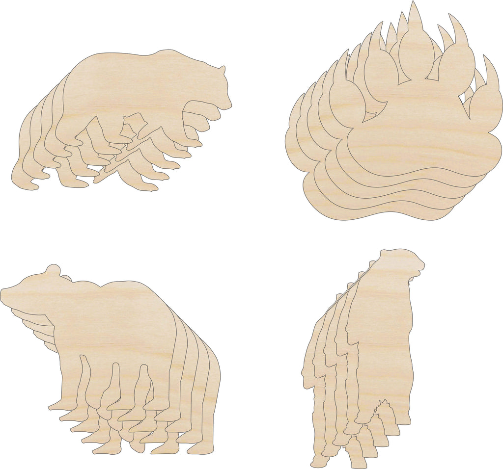 Pack of Bears - Laser Cut Out Unfinished Wood Craft Shapes PK2