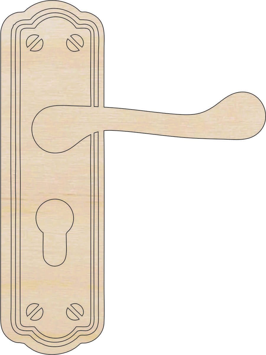 Door Handle Wood Craft Shape - Laser Cut Baltic Birch Unfinished DIY Wood Art Supplies BLD127 - The Wood Shape Store