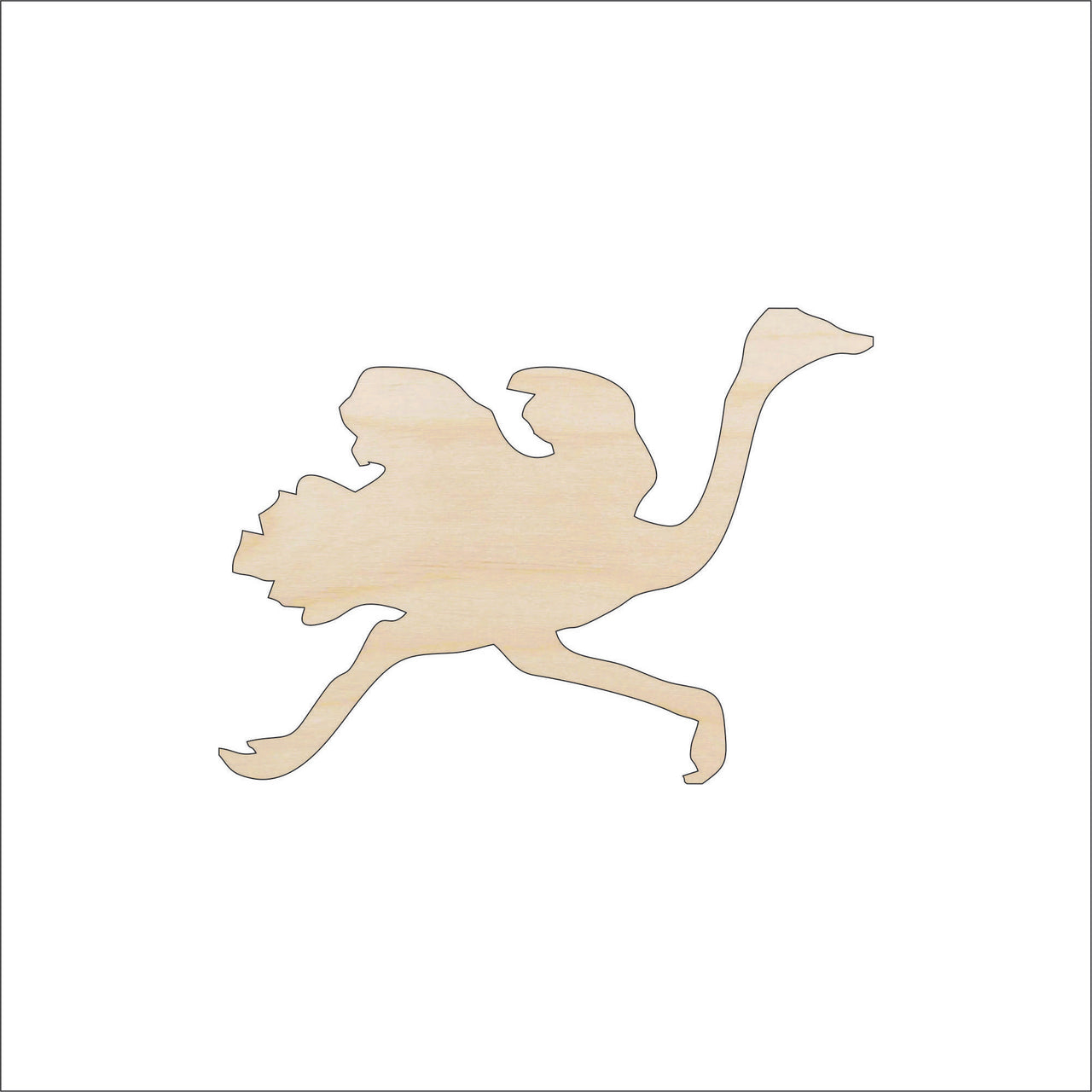 Ostrich Wood Craft Shape - Laser Cut Baltic Birch Unfinished DIY Wood Art Supplies BRD101 - The Wood Shape Store