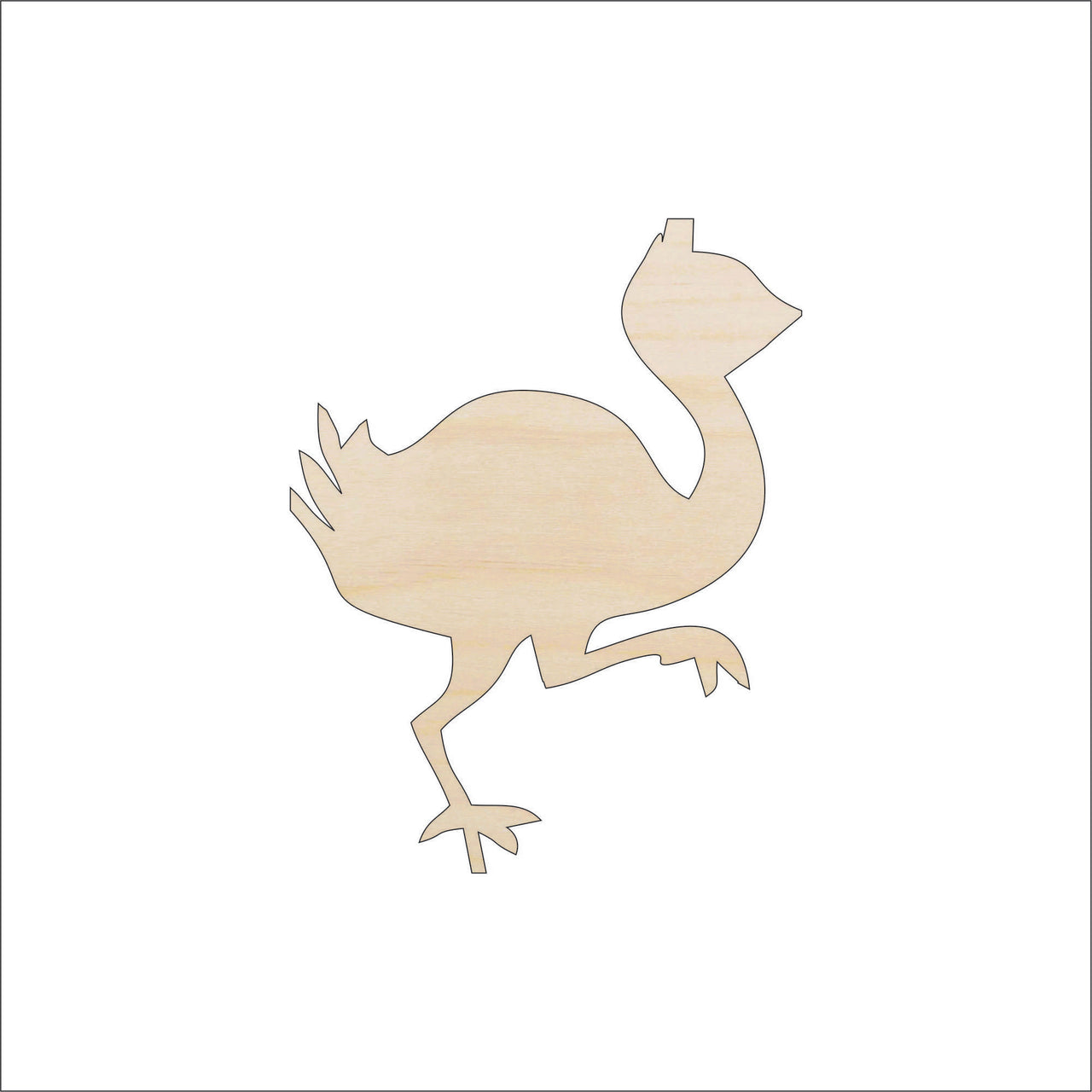 Ostrich Wood Craft Shape - Laser Cut Baltic Birch Unfinished DIY Wood Art Supplies BRD105 - The Wood Shape Store