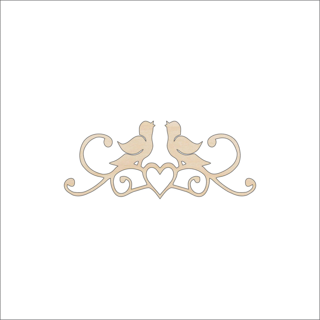 Love Birds Wood Craft Shape - Laser Cut Baltic Birch Unfinished DIY Wood Art Supplies BRD172 - The Wood Shape Store