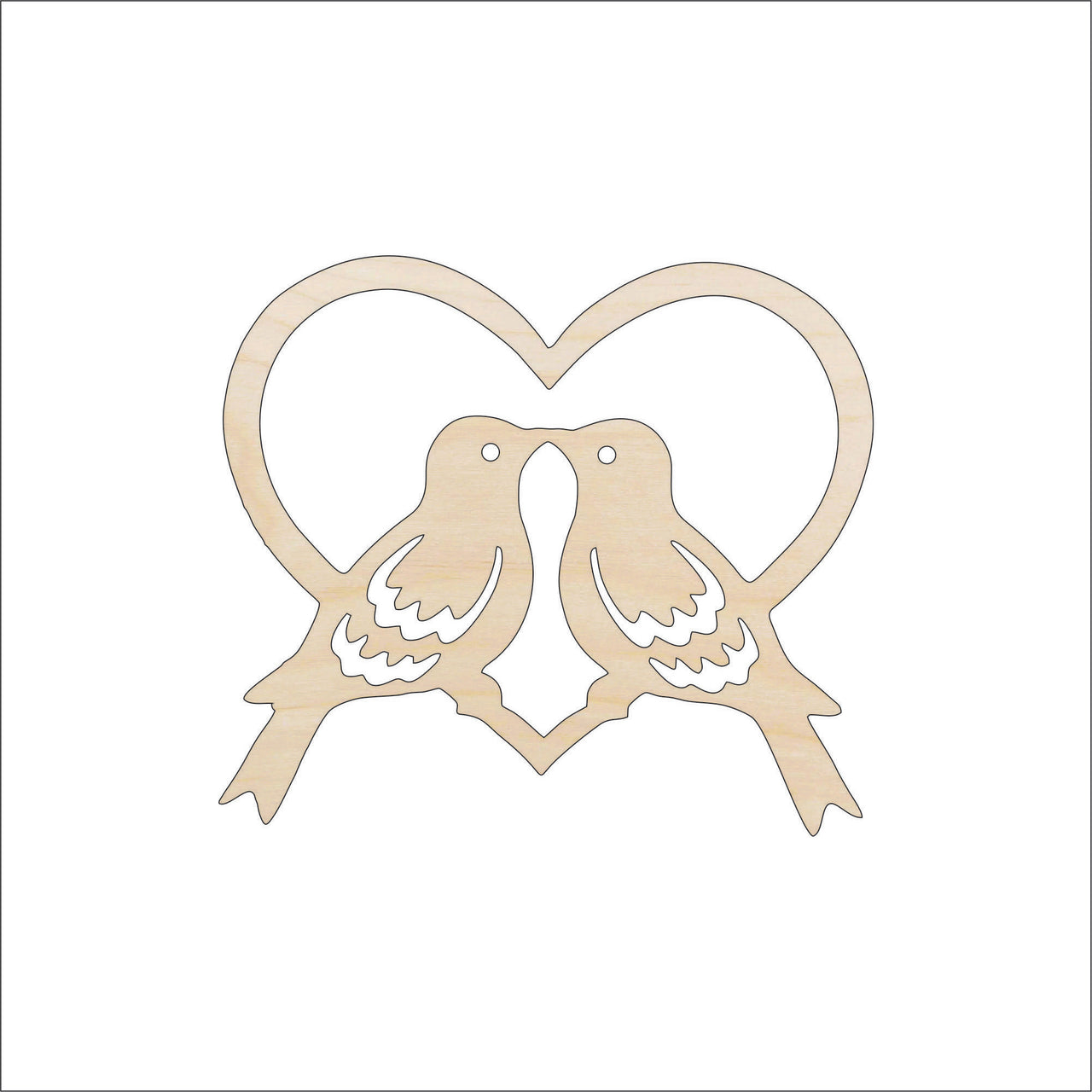 Love Birds Wood Craft Shape - Laser Cut Baltic Birch Unfinished DIY Wood Art Supplies BRD185 - The Wood Shape Store