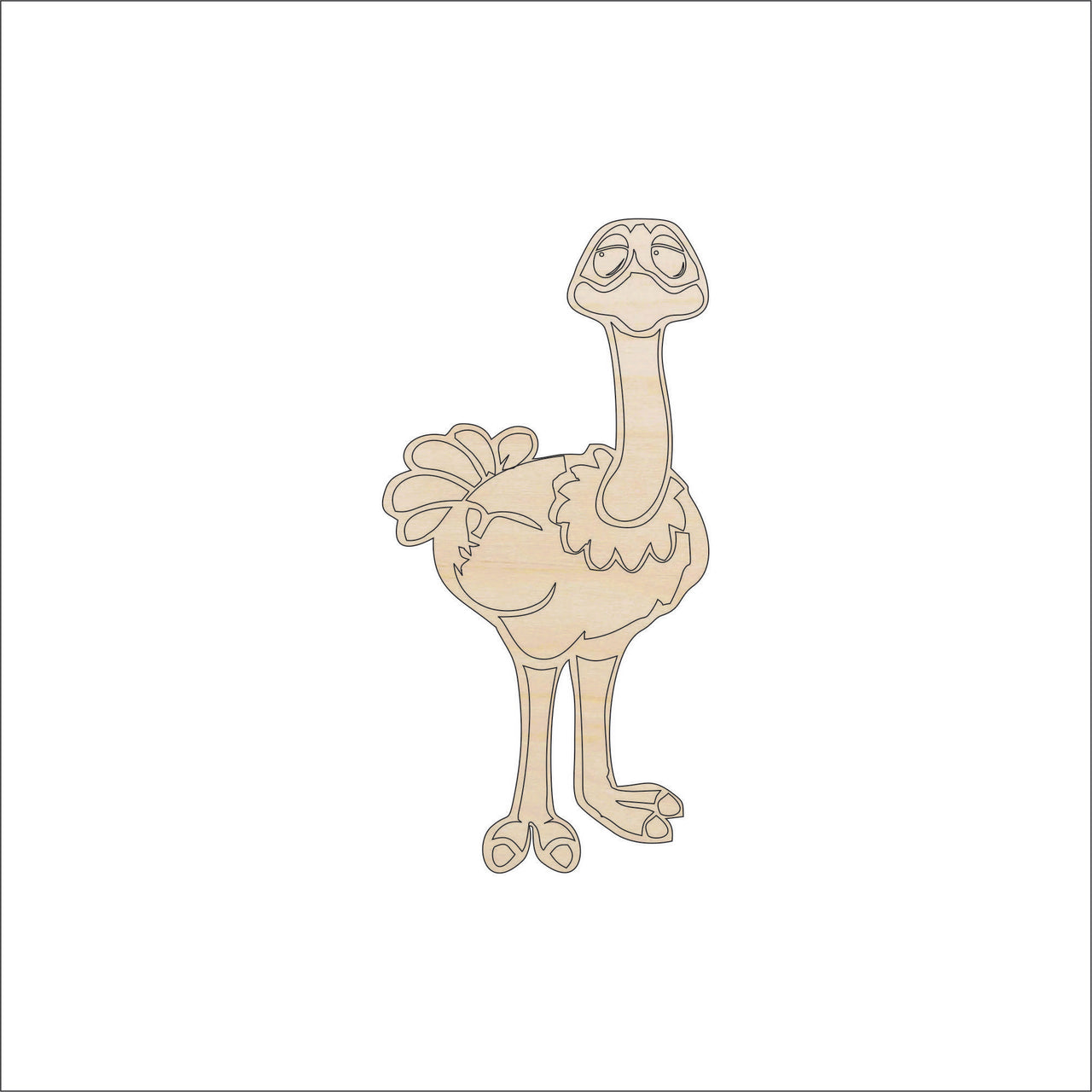 Ostrich Wood Craft Shape - Laser Cut Baltic Birch Unfinished DIY Wood Art Supplies BRD18 - The Wood Shape Store