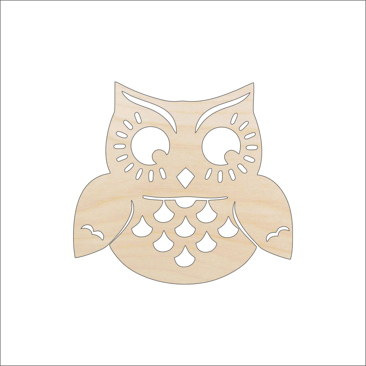 Owl Wood Craft Shape - Laser Cut Baltic Birch Unfinished DIY Wood Art Supplies BRD215 - The Wood Shape Store