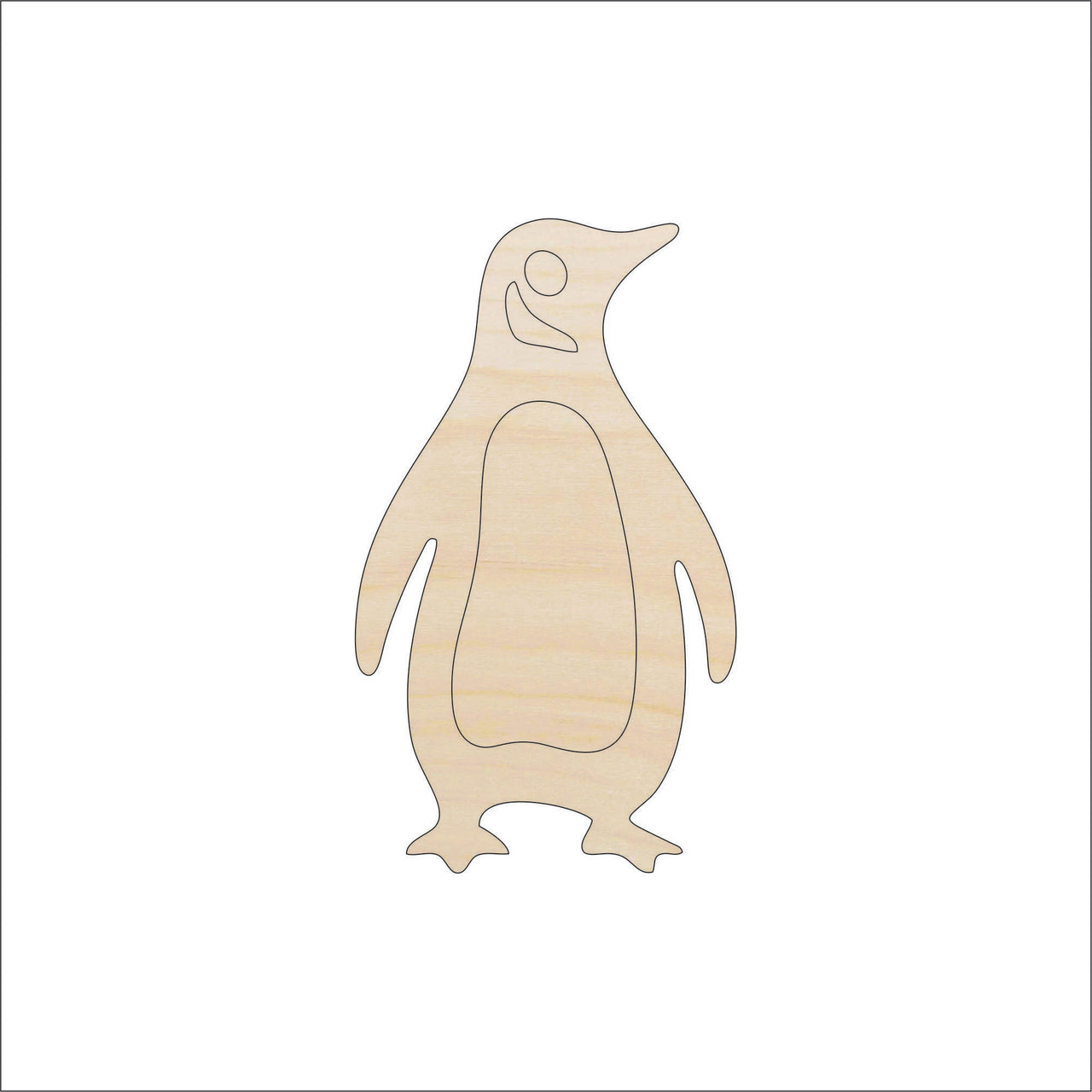 Penguin Wood Craft Shape - Laser Cut Baltic Birch Unfinished DIY Wood Art Supplies BRD216 - The Wood Shape Store