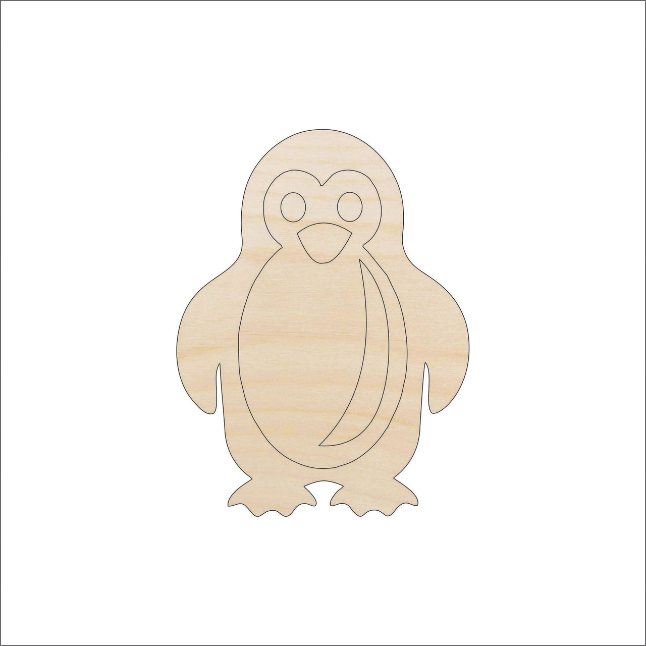 Penguin Wood Craft Shape - Laser Cut Baltic Birch Unfinished DIY Wood Art Supplies BRD225 - The Wood Shape Store