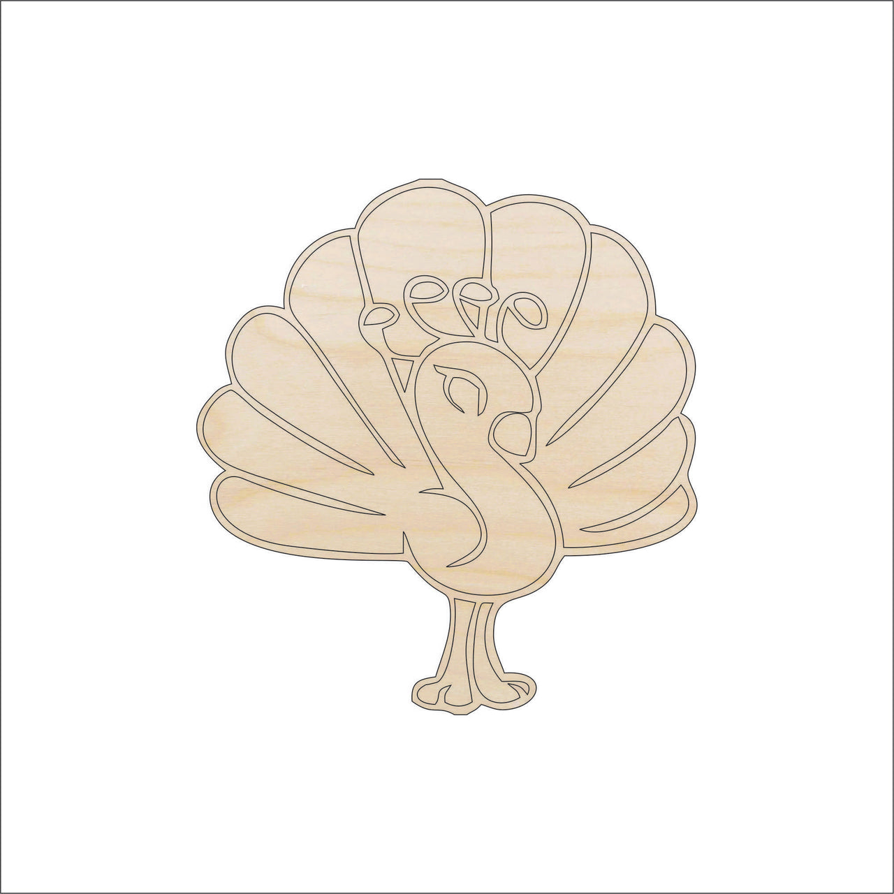Peacock Wood Craft Shape - Laser Cut Baltic Birch Unfinished DIY Wood Art Supplies BRD24 - The Wood Shape Store