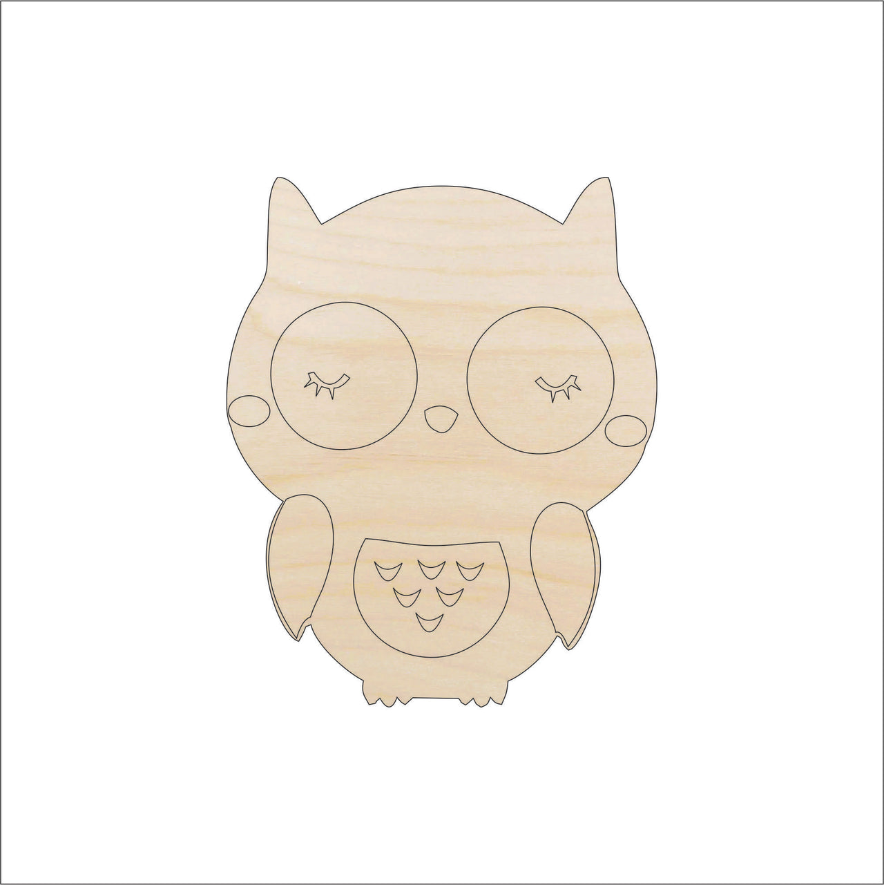 Owl Wood Craft Shape - Laser Cut Baltic Birch Unfinished DIY Wood Art Supplies BRD32 - The Wood Shape Store