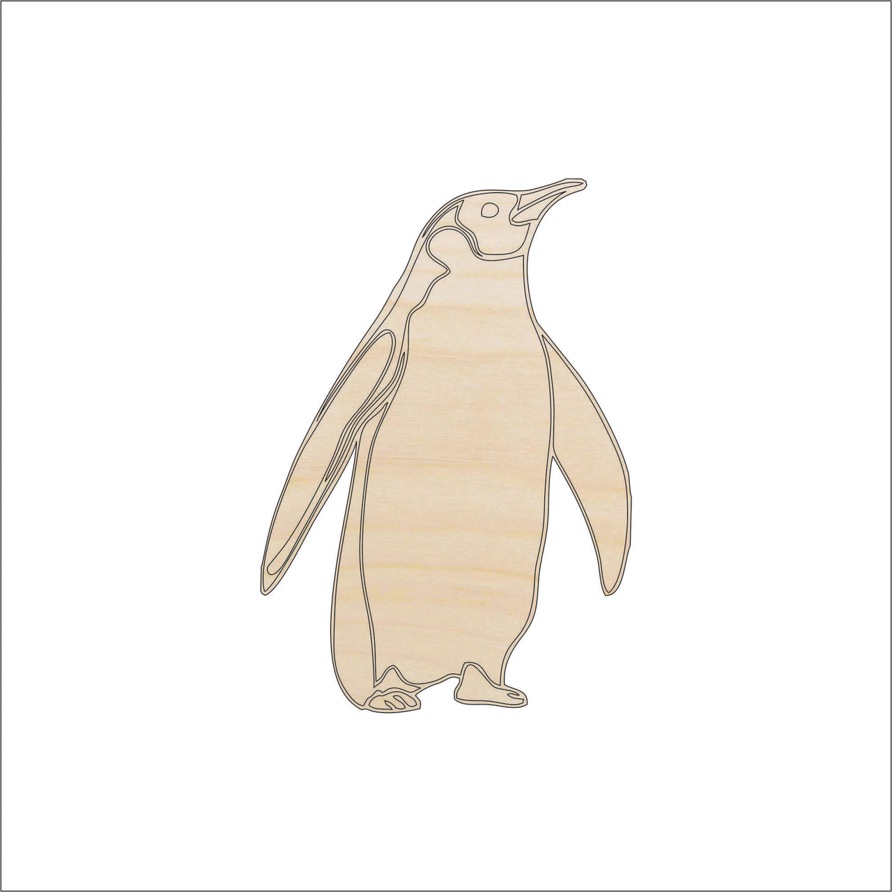 Penguin Wood Craft Shape - Laser Cut Baltic Birch Unfinished DIY Wood Art Supplies BRD41 - The Wood Shape Store