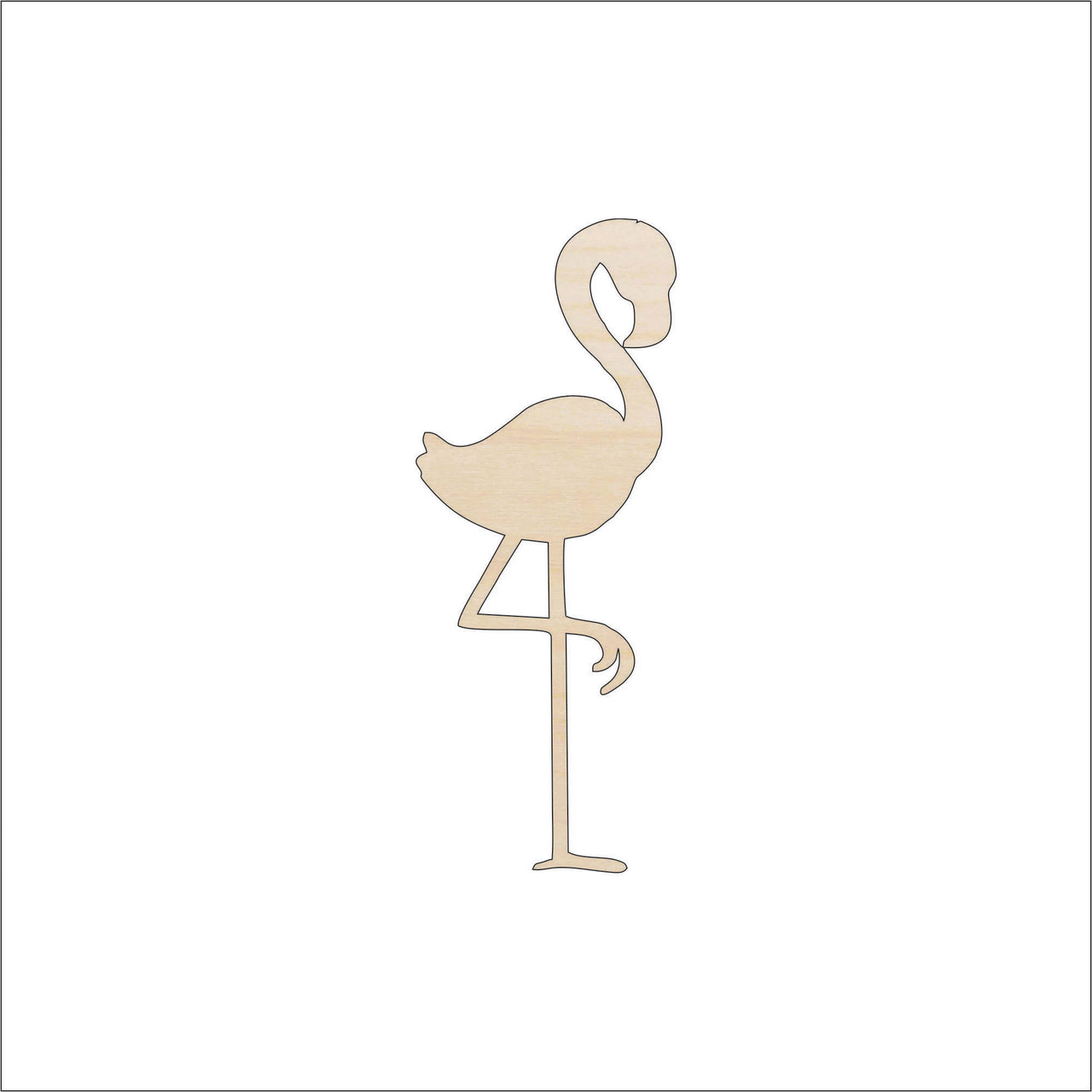 Flamingo Wood Craft Shape - Laser Cut Baltic Birch Unfinished DIY Wood Art Supplies BRD99 - The Wood Shape Store