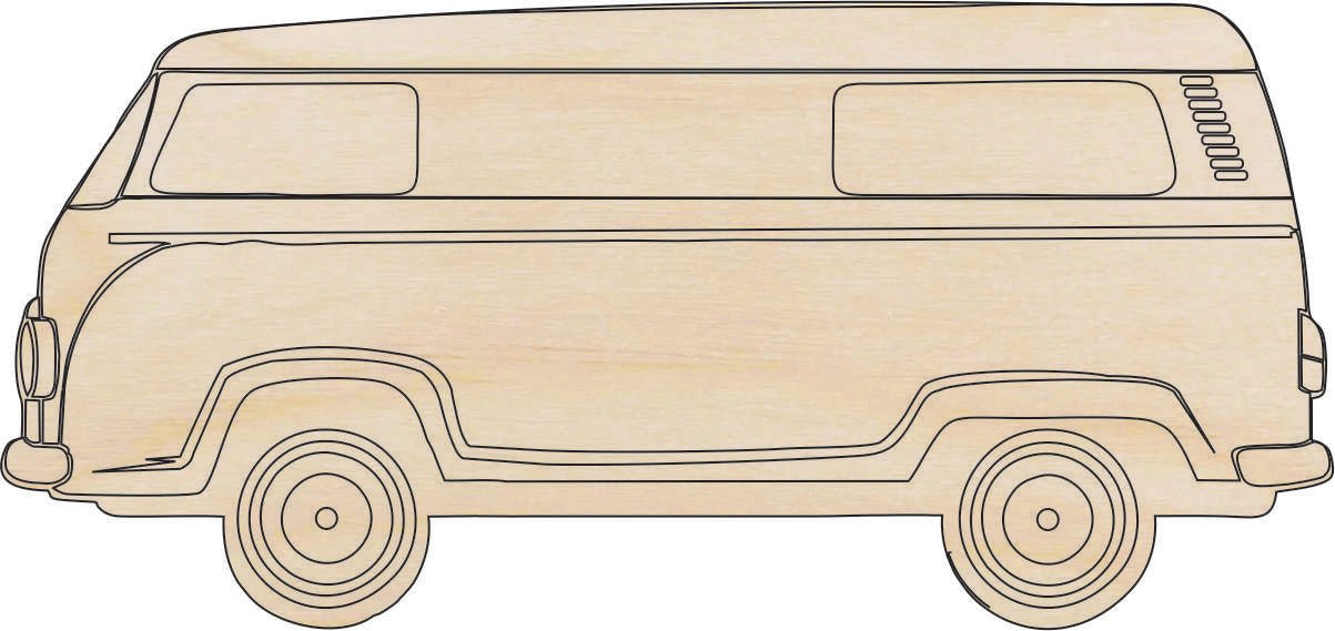 Bus Wood Craft Shape - Laser Cut Baltic Birch Unfinished DIY Wood Art Supplies CAR149 - The Wood Shape Store