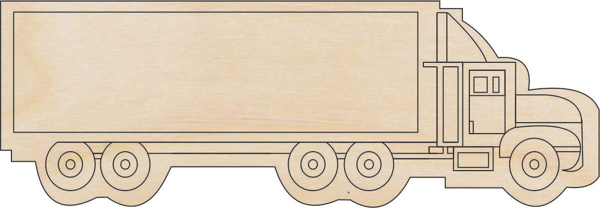 Car Semi Truck - Laser Cut Out Unfinished Wood Craft Shape CAR64 Car Semi Truck - Laser Cut Out Unfinished Wood Craft Shape CAR64