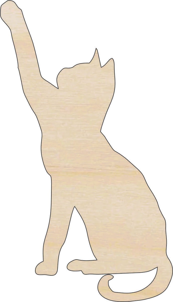 Cat Wood Craft Shape - Laser Cut Baltic Birch Unfinished DIY Wood Art Supplies CAT66 - The Wood Shape Store