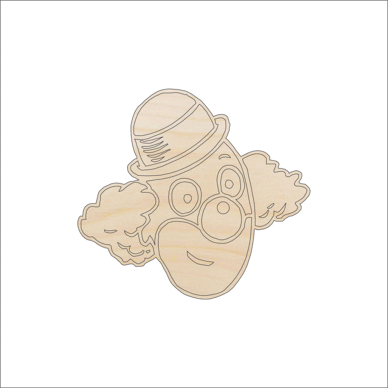 Clown Wood Craft Shape - Laser Cut Baltic Birch Unfinished DIY Wood Art Supplies CRC11 - The Wood Shape Store