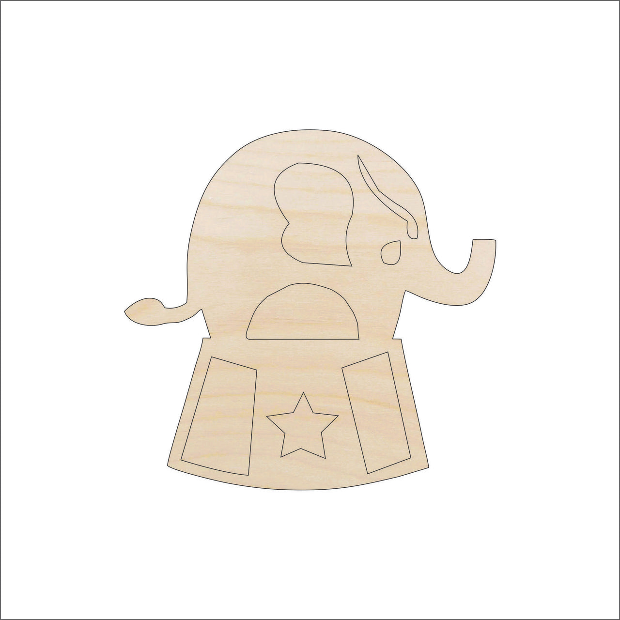 Elephant Wood Craft Shape - Laser Cut Baltic Birch Unfinished DIY Wood Art Supplies CRC14 - The Wood Shape Store