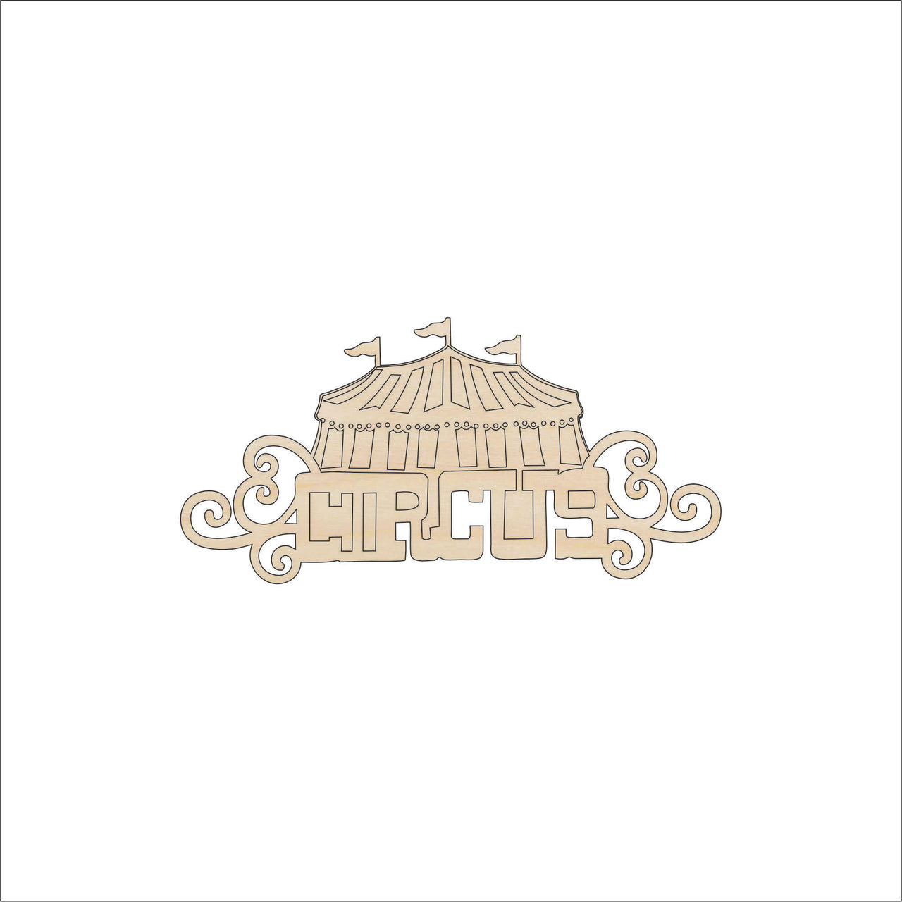 Circus Tent Wood Craft Shape - Laser Cut Baltic Birch Unfinished DIY Wood Art Supplies CRC16 - The Wood Shape Store