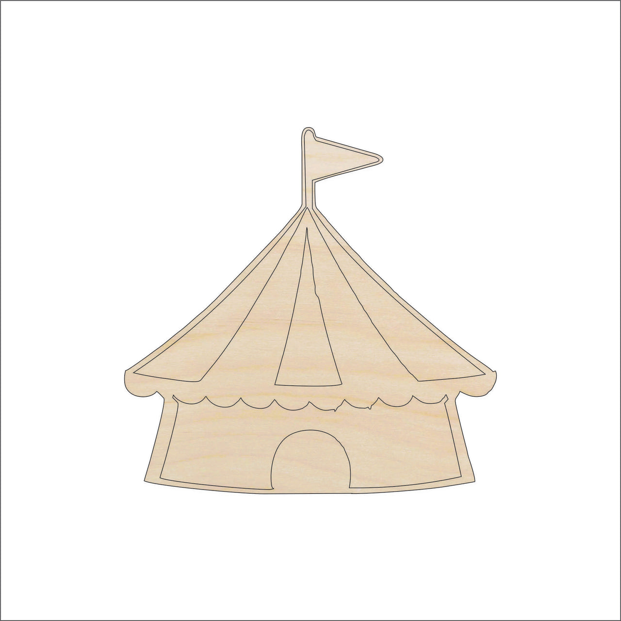 Circus Tent Wood Craft Shape - Laser Cut Baltic Birch Unfinished DIY Wood Art Supplies CRC2 - The Wood Shape Store