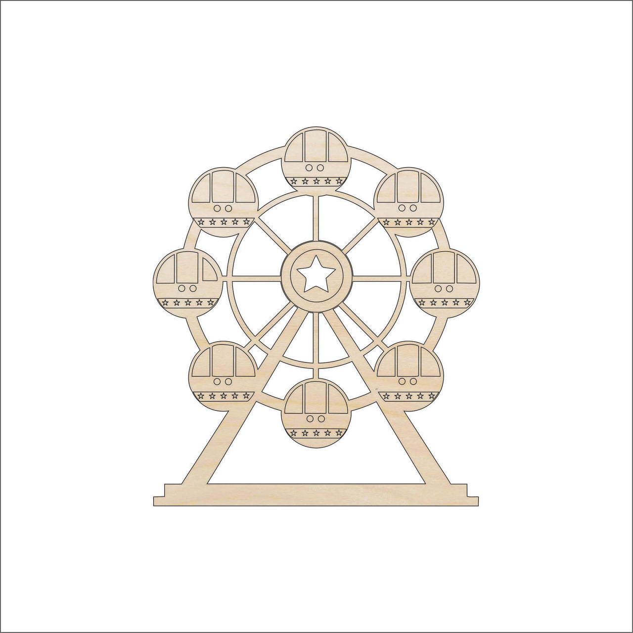 Ferris Wheel Wood Craft Shape - Laser Cut Baltic Birch Unfinished DIY Wood Art Supplies CRC4 - The Wood Shape Store