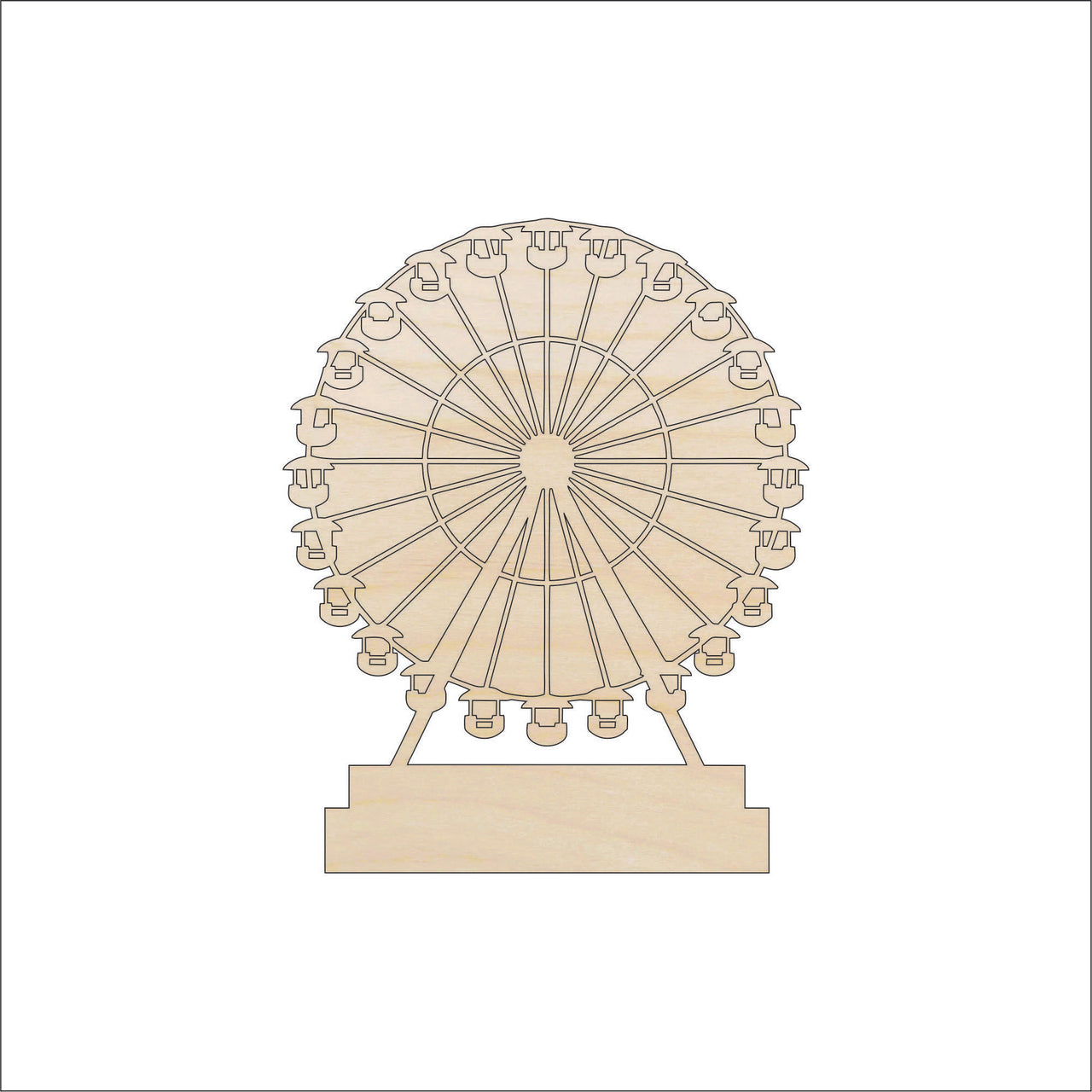 Ferris Wheel Wood Craft Shape - Laser Cut Baltic Birch Unfinished DIY Wood Art Supplies CRC5 - The Wood Shape Store