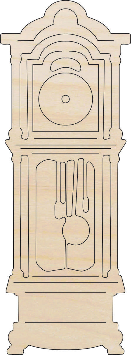 Clock Grandfather - Laser Cut Out Unfinished Wood Craft Shape DCR58 Clock Grandfather - Laser Cut Out Unfinished Wood Craft Shape DCR58