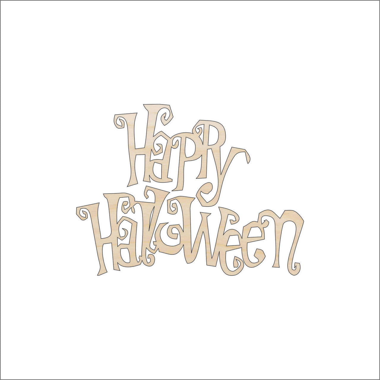Happy Halloween Wood Craft Shape – Laser Cut Baltic Birch Unfinished DIY Art Supplies FAL138 - The Wood Shape Store