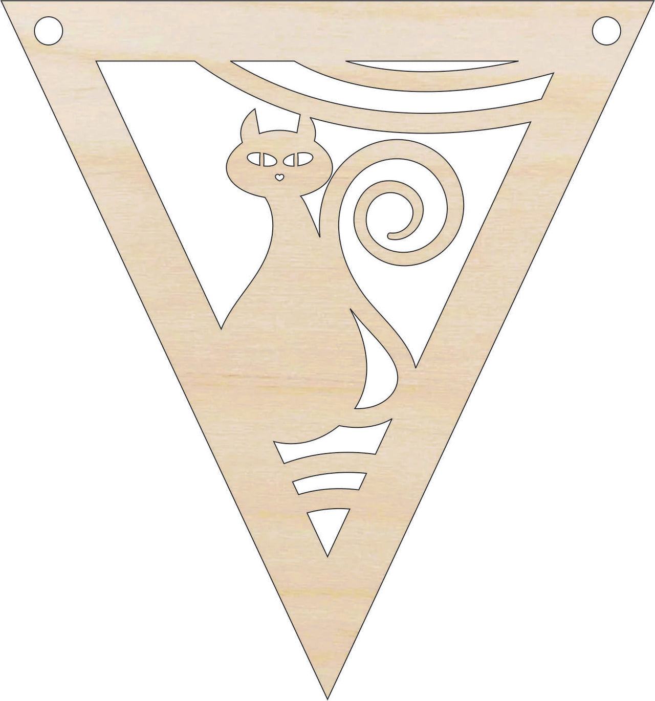 Cat Banner Wood Craft Shape– Laser Cut Baltic Birch Unfinished DIY Art Supplies FAL285 - The Wood Shape Store