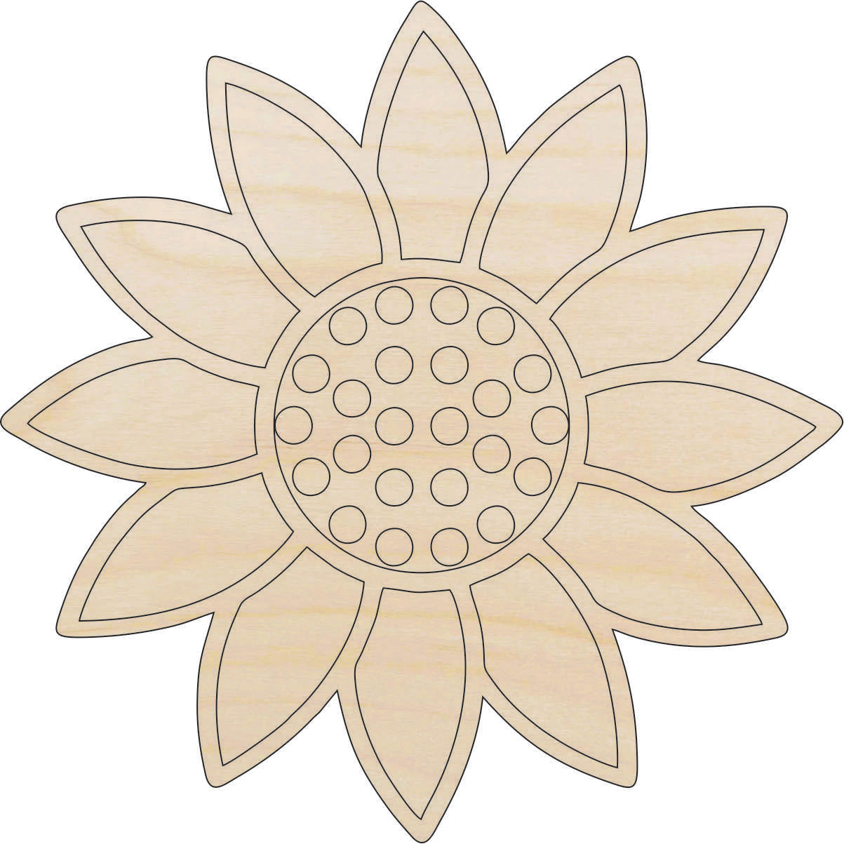 Flower - Laser Cut Out Unfinished Wood Craft Shape FLR102 Flower - Laser Cut Out Unfinished Wood Craft Shape FLR102