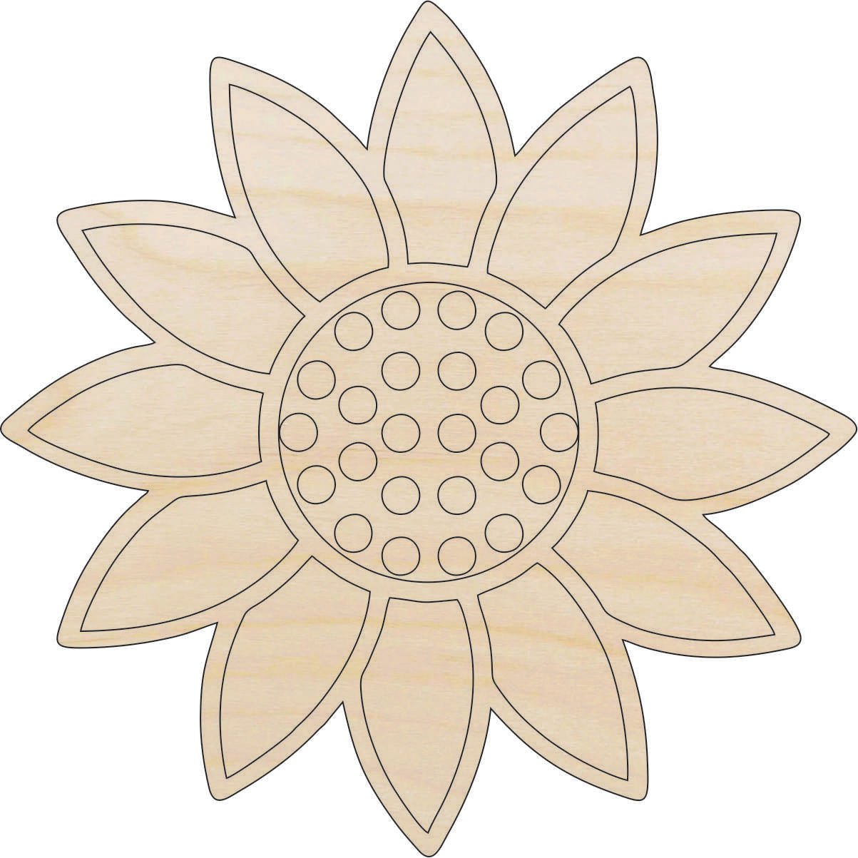 Flower Wood Craft Shape - Laser Cut Baltic Birch Unfinished DIY Wood Art Supplies FLR102 - The Wood Shape Store