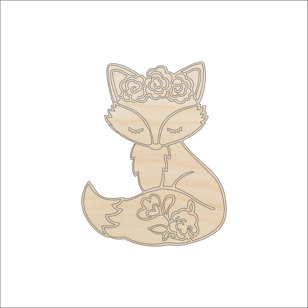 Fox Wood Craft Shape - Laser Cut Baltic Birch Unfinished DIY Wood Art Supplies FOX18 - The Wood Shape Store