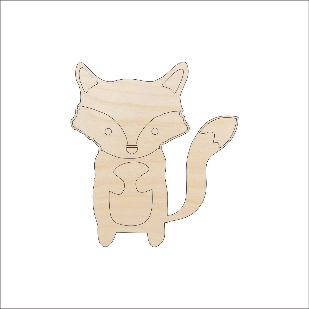 Fox Wood Craft Shape - Laser Cut Baltic Birch Unfinished DIY Wood Art Supplies FOX19 - The Wood Shape Store