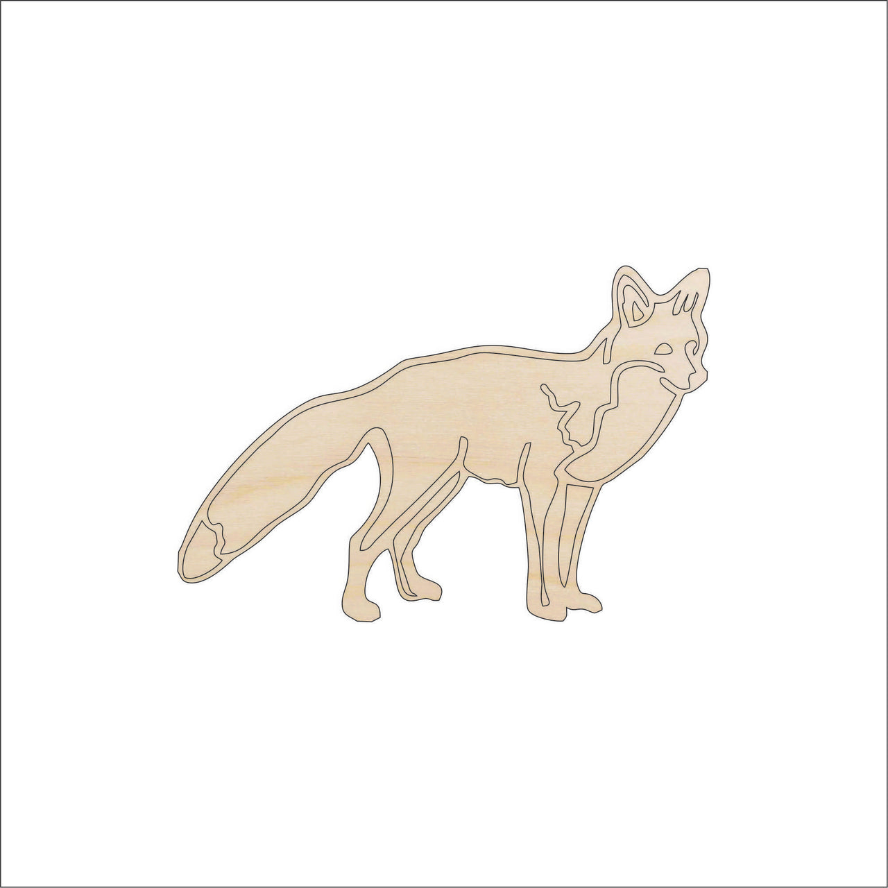 Fox Wood Craft Shape - Laser Cut Baltic Birch Unfinished DIY Wood Art Supplies FOX2 - The Wood Shape Store