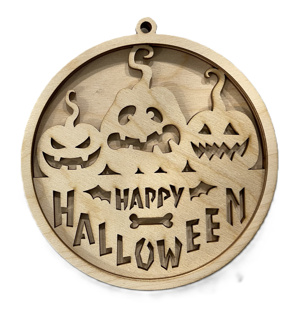 Halloween 3D Laser Cut Door Sign – Baltic Birch Wood Craft Supplies | DIY Kit HA107