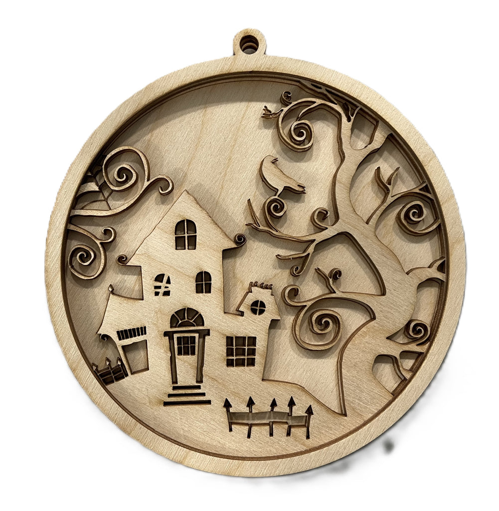 Halloween 3D Laser Cut Door Sign – Baltic Birch Wood Craft Supplies | DIY Kit HA111