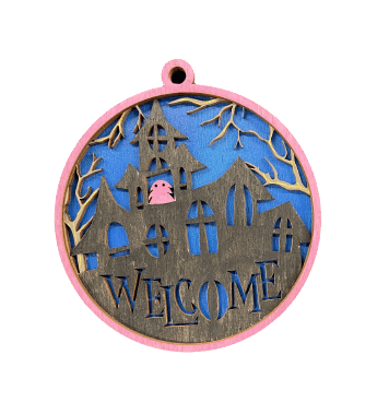 Halloween Welcome Sign 3D Laser Cut Door Sign – Baltic Birch Wood Craft Supplies | DIY Kit HA114 - The Wood Shape Store