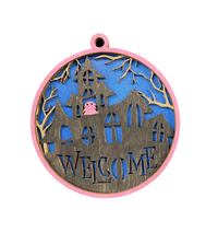 Halloween Welcome Sign 3D Laser Cut Door Sign – Baltic Birch Wood Craft Supplies | DIY Kit HA114 - The Wood Shape Store