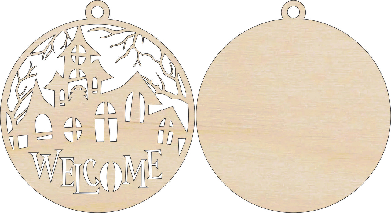 Halloween Welcome Sign 3D Laser Cut Door Sign – Baltic Birch Wood Craft Supplies | DIY Kit HA114 - The Wood Shape Store